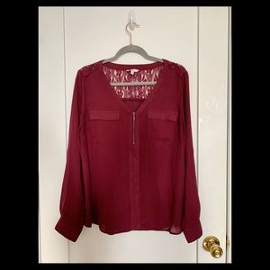 XL burgundy blouse.
